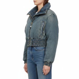 เสื้อแจ็คเก็ตยีนส์ผู้หญิง พิมพ์ลาย แห้งเร็ว รับผลิตตามแบบ OEM ขายส่ง - Product Image 3