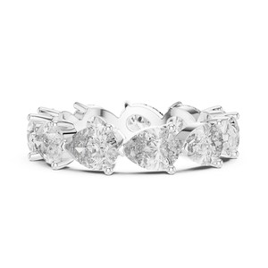 Bague d'éternité à taille poire la plus vendue, en diamant de laboratoire, en or massif 14 carats, certifiée IGI, pour mariage, fiançailles, personnalisable - Product Image 6