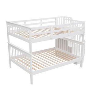Letto a castello matrimoniale bianco con contenitore e sponda di protezione per camera da letto, dormitorio e residenze universitarie - Product Image 5