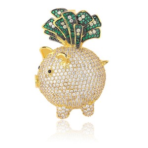 Pendentif hip-hop créatif en forme de cochon, collier personnalisé en moissanite - Product Image 6