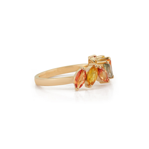 Bague demi-éternité en saphirs naturels multicolores, sur mesure, en or jaune 14 carats pur, bijoux fins uniques, vente en gros - Product Image 5