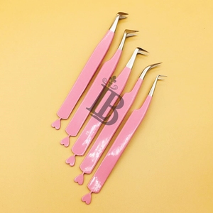 Pinzas para pestañas postizas, pinzas para extensión de pestañas con punta de fibra de visón, pinzas profesionales para pestañas, bajo MOQ, acero inoxidable - Product Image 1