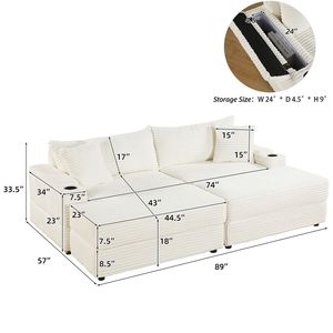 โซฟาห้องนั่งเล่นแสนสบายพร้อมหมอนอิง 2 ใบ และโซฟาแบบมีที่วางเท้า - Product Image 4