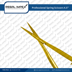 Tijeras de Precisión Quirúrgicas de Acero Inoxidable con Mango Metálico Dorado de 4.5 Pulgadas, Marca Regal Impex - Product Image 4