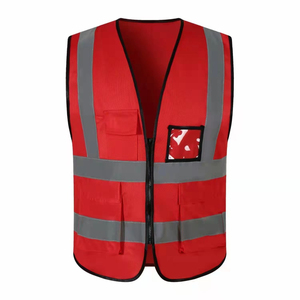 High Visibility Safety Vest with Pockets Reflective Workwear Polyester <b>Construction</b> Gear - Product Image 4