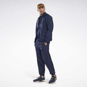Conjunto Deportivo Azul Marino para Hombre, Chaqueta con Cierre Completo y Pantalones, Ligero, de Poliéster, Diseño Sólido, Corte Regular, para Primavera - Product Image 2