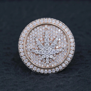 Iced Unique Leaf Cluster <b>Ring</b> 925 <b>Sterling</b> <b>Silver</b> Rhodium Plated Moissanite Pave <b>set</b> Pinky <b>Ring</b> Men's Hip Hop Jewelry Gift Him - Product Image 1