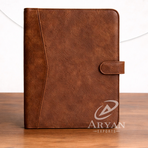 Vintage Genuine Leather <b>A4</b> Portfolio Folder with Snap Closure Business Organizer Case Portfolio <b>File</b> Padfolio Corporate Gifts - Product Image 1