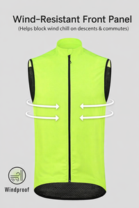 เสื้อกั๊กปั่นจักรยานกันลมสำหรับผู้ชาย qualidyne – เสื้อแจ็คเก็ตปั่นจักรยานแบบไม่มีแขน น้ำหนักเบา พร้อมซิปเต็มตัวและกระเป๋าสำหรับปั่นจักรยานและวิ่ง - Product Image 4