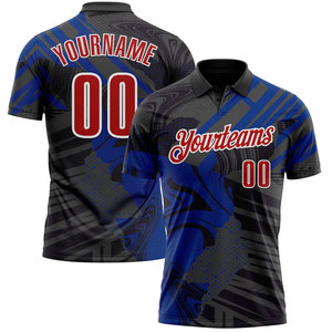 Polo Deportivo Personalizado para Hombre, Manga Corta, Azul y Negro, Impresión Digital, Transpirable, Tejido de Poliéster, Corte Regular - Product Image 1