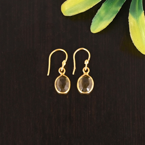 Natural Lemon Quartz Gemstone 925 Sterling <b>Silver</b> <b>Dangle</b> <b>Earrings</b> for Women - Product Image 1