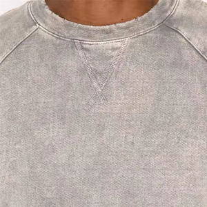 Custom Acid Wash Applique Men <b>Sweatshirt</b> <b>Vintage</b> Distressed Crew Neck Pullover Heavyweight Cotton Fleece Raglan Sleeve Oversized - Product Image 6