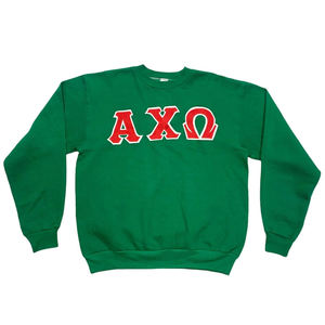 Sudadera con cuello redondo y bordado de rayas AKA, ropa personalizada de hermandad griega para la vida posterior, con ribetes de punto y rayas en las mangas - Product Image 5