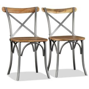 Ensemble de 6 chaises de salle à manger industrielles, couleur marron et argent - Product Image 6