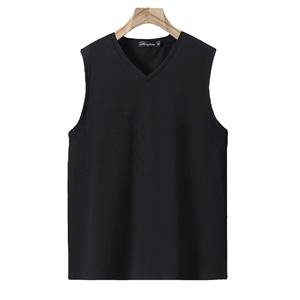 Alta calidad 95% algodón Spandex mezcla más tamaño con cuello en V camisetas sin mangas para hombres fábrica al por mayor impresión de logotipo personalizado - Product Image 1