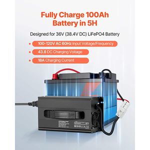 Caricabatterie Intelligente per Batterie al Litio 36V 18A 43.8V con Connettore Anderson, Indicatore LED, Attivazione 0V, AC DC LiFePO4 con Scatola in Alluminio - Product Image 2