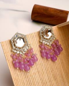 Boucles d'oreilles pendantes en gros, nouveau design, imitation perle, gouttes géométriques perlées, alliage de zinc, haute qualité, mode ethnique - Product Image 1