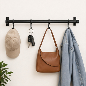 Top Quality Wall Mounted <b>Kitchen</b> Utensil Hanger Rail with S-<b>Hooks</b> Matte Black Carbon Steel Pot & Pan Rack <b>Kitchen</b> Organization - Product Image 4
