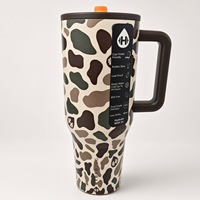 Gobelet isotherme pour voiture de grande capacité (32 oz et 40 oz) avec poignée, couvercle hermétique anti-fuite, tasse isolée sous vide