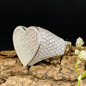 Heart Cut Moissanite Diamond Cocktail <b>Ring</b> Pave Setting Women's Romantic Jewelry Gift Hip Hop Style <b>Iced</b> Out Bling <b>Ring</b> for Her - Product Image 3