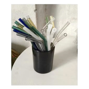 Ensemble de pailles en verre réutilisables transparentes avec brosse de nettoyage pour la maison, la cuisine et les cafés - Product Image 1