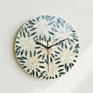 Decorative mother of pearl <b>clock</b> with mosaic pattern large shell inlaid wall <b>clocks</b> home accent - Product Image 2