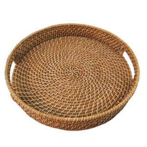 Yiqiang Cesta de Mimbre Tejida a Mano con Asas para Frutas, Bandeja de Almacenamiento para el Hogar y Sala de Estar, Cesta de Mimbre Tejida con Doble Asa - Product Image 5
