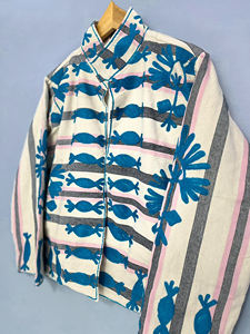 เสื้อแจ็คเก็ตปักมือผ้าฝ้ายลายเป็ดพรีเมียม |   เสื้อแจ็คเก็ตบอมเบอร์แขนยาวสไตล์ชาติพันธุ์สำหรับทุกเพศ - Product Image 1