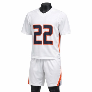 Ensemble d'uniformes de lacrosse personnalisés pour hommes, maillot et short, col en V, séchage rapide, respirant, polyester, kit d'équipe avec sublimation et nom personnalisé - Product Image 1