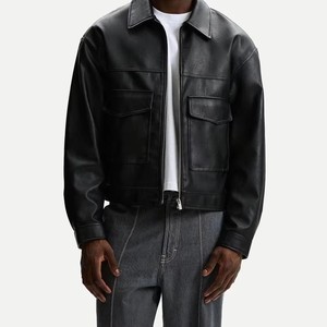 Hot Selling Men's XS High Street Style Cow Skin Canvas <b>Winter</b> Jacket Eco-Friendly Breathable Windproof Lightweight Front Logo - Product Image 3