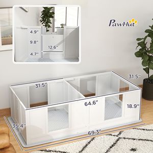 Caja de Parto Ajustable de Diseño Doble para Perros Pequeños con Paneles Transparentes y Colchoneta para Parto, Muebles para Mascotas - Product Image 2