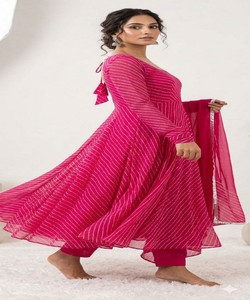 NUEVO MODELO: Vestido GEORGETTE con Estampado y DUPATTA, Ropa Festiva, PRECIO AL POR MAYOR, Prenda Étnica, Kurti de Algodón Multicolor - Product Image 2