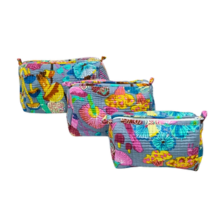 Ensemble de 3 sacs à cosmétiques Champignon Playful Block Print Gris Durable-Étui écologique - Product Image 4