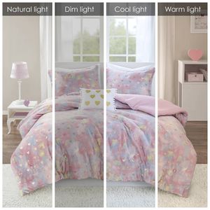 Full/Queen Size Plush <b>Comforter</b> <b>Set</b> & Throw Pillow Printed Metallic Design for Luxurious Home Decor - Product Image 4