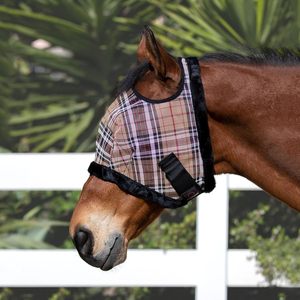 Masque anti-mouches pour chevaux en maille extensible et douce avec protection des oreilles, respirant, en polyester, couvre-yeux élastiques - Product Image 2