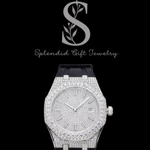 Exquisito Reloj de Lujo con Diamantes de Moissanita, Acabado Brillante, Esfera Elegante y Piedras Relucientes, Perfecto para Vestir en la Noche - Product Image 1