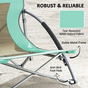 Set di 2 Sedie da Spiaggia Pieghevoli Turchesi con Schienale in Rete, Borsa per il Trasporto e Portabicchieri per Campeggio, Giardino, Sport e Picnic - Product Image 6