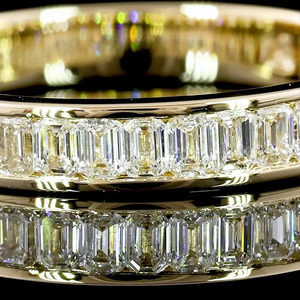 Bague de mariage éternelle à sertissage en canal avec diamant de laboratoire taille émeraude, plaqué rhodium, cadeau de fiançailles, or 10K 14K 18K, argent 925 935 - Product Image 2