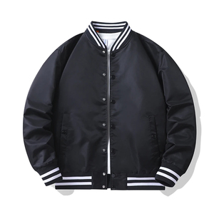 Blouson universitaire personnalisé en gros, veste bomber vierge, vêtement d'extérieur rayé avec fermeture boutonnée, unisexe, streetwear, fabricant - Product Image 3
