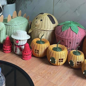 Wholesale KV NATURAL HOME Animal Shape Rattan Colorful Customizable Eco Friendly Multifunctional <b>Toy</b> <b>Storage</b> <b>Basket</b> for Kid's - Product Image 6
