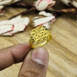 Trendy Design Filigree <b>Rings</b> Boho Brass Square Women 18k Gold Plated Geometric Geometric Statement Wholesale/OEM/ODM - Product Image 4