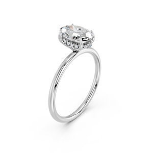 Bague de fiançailles et de mariage solitaire Zota Jewel, diamant de laboratoire certifié IGI, taille ovale centrale, or blanc massif, luxe - Product Image 3