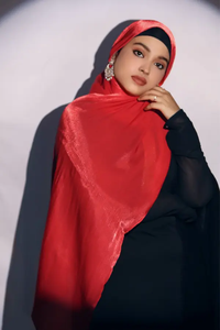 Premium Square Scarf Solid Color Breathable Long Satin Plain Hijab <b>Head</b> <b>Wrap</b> Spring Summer OEM ODM Textile Manufacturer - Product Image 4
