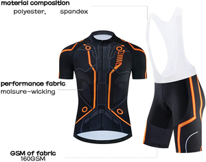 Ensemble de maillot et de short de cyclisme pour homme Noir Orange Design sublimé Respirant Léger Vêtements de cyclisme d'été - Product Image 4