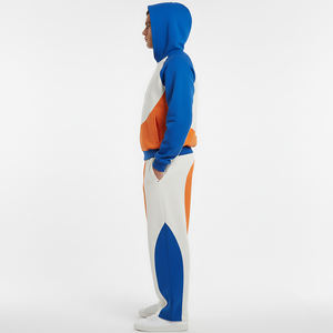 High Quality Custom Made 100% Cotton French Terry Breathable Heavyweight Color Blocked Panelled <b>Hoodie</b> and Sweatpants Set - Product Image 3