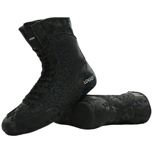 Zapatillas de Boxeo Ligeras con Cordones y Malla Transpirable, Diseño de Camuflaje Negro, Calzado de Entrenamiento de Caña Alta, Profesional para Hombre y Mujer - Product Image 6