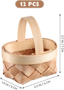 Mini paniers-cadeaux en bois tissés à la main avec poignée, paniers de pique-nique décoratifs pour bonbons, chocolat et cadeaux, mariage et fête, miniature - Product Image 3
