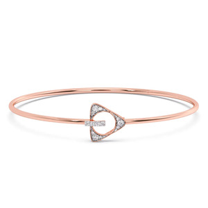 Textured Linked Square Motif Diamond <b>Bangle</b> <b>Bracelet</b> - Product Image 2