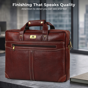 WRIZA Maletín para Portátil de Negocios de Cuero Genuino para Hombre |   Maletín de Oficina de 15.6 Pulgadas con Correa de Hombro Acolchada y Compartimentos Organizados para Negocios - Product Image 1