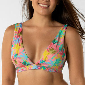 Maillot de bain personnalisé à imprimé floral pour femmes, haut court, ensemble de bikini brésilien réversible - Product Image 3